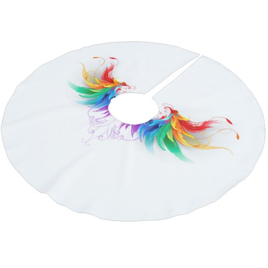 Fluffy Rainbow Wings Polyester Weihnachtsbaumdecke (Schrägansicht)