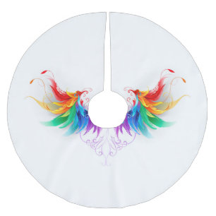 Fluffy Rainbow Wings Polyester Weihnachtsbaumdecke