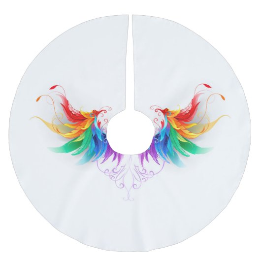 Fluffy Rainbow Wings Polyester Weihnachtsbaumdecke (Vorderseite)