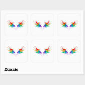 Fluffy Rainbow Wings Quadratischer Aufkleber (Blatt)