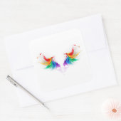 Fluffy Rainbow Wings Quadratischer Aufkleber (Umschlag)