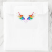Fluffy Rainbow Wings Quadratischer Aufkleber (Tasche)