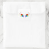 Fluffy Rainbow Wings Quadratischer Aufkleber (Tasche)