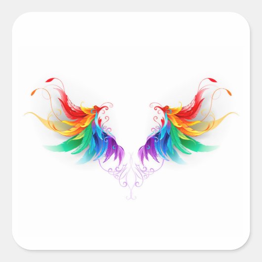 Fluffy Rainbow Wings Quadratischer Aufkleber (Vorderseite)