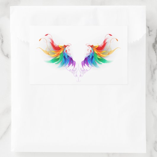 Fluffy Rainbow Wings Rechteckiger Aufkleber (Tasche)
