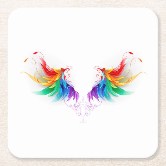 Fluffy Rainbow Wings Rechteckiger Pappuntersetzer (Vorderseite)