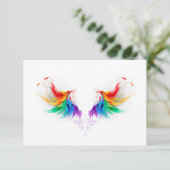Fluffy Rainbow Wings RSVP Karte (Stehend Vorderseite)