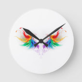 Fluffy Rainbow Wings Runde Wanduhr (Vorderseite)