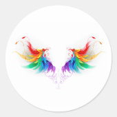 Fluffy Rainbow Wings Runder Aufkleber (Vorderseite)