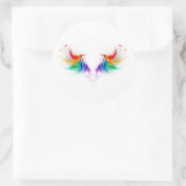 Fluffy Rainbow Wings Runder Aufkleber (Tasche)