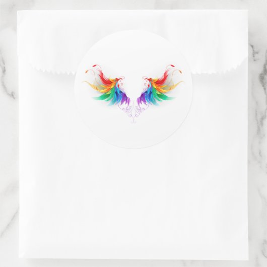 Fluffy Rainbow Wings Runder Aufkleber (Tasche)