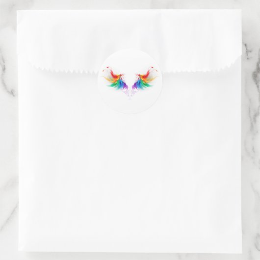 Fluffy Rainbow Wings Runder Aufkleber (Tasche)