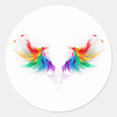 Fluffy Rainbow Wings Runder Aufkleber (Vorderseite)