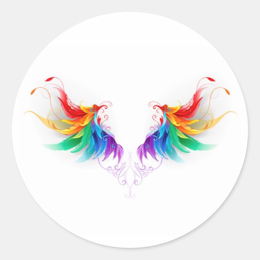 Fluffy Rainbow Wings Runder Aufkleber (Vorderseite)