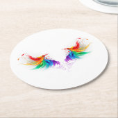 Fluffy Rainbow Wings Runder Pappuntersetzer (Angewinkelt)