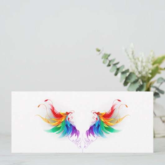Fluffy Rainbow Wings Save The Date (Stehend Vorderseite)