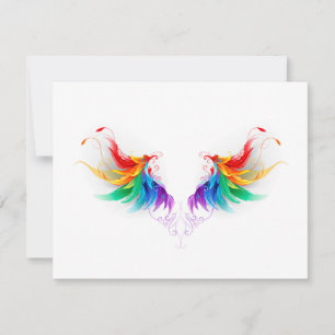 Fluffy Rainbow Wings Save The Date