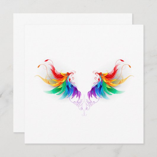 Fluffy Rainbow Wings Save The Date (Vorne/Hinten)