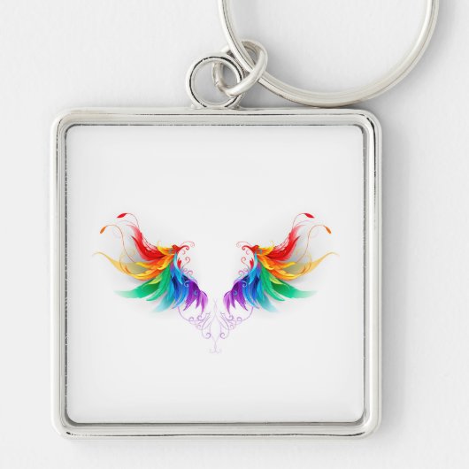 Fluffy Rainbow Wings Schlüsselanhänger (Vorne)