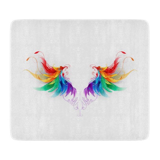 Fluffy Rainbow Wings Schneidebrett (Vorderseite)