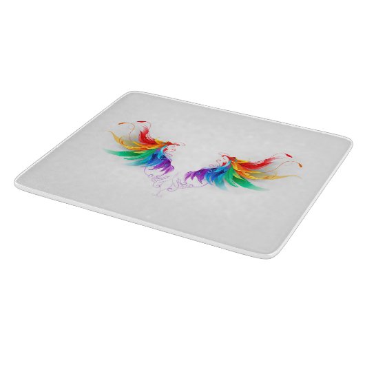 Fluffy Rainbow Wings Schneidebrett (Ecke)
