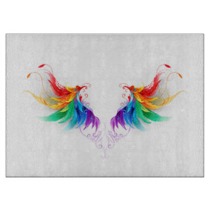 Fluffy Rainbow Wings Schneidebrett