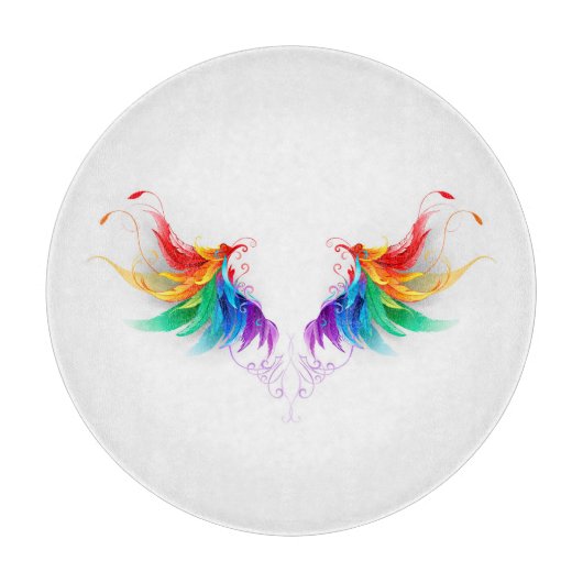 Fluffy Rainbow Wings Schneidebrett (Vorderseite)