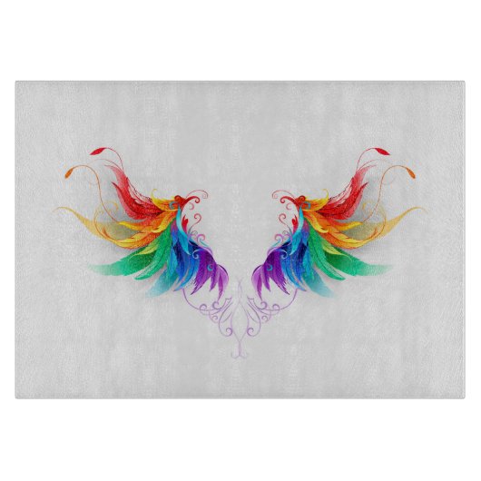 Fluffy Rainbow Wings Schneidebrett (Vorderseite)