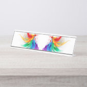 Fluffy Rainbow Wings Schreibtischnamensplakette (Vorderseite )