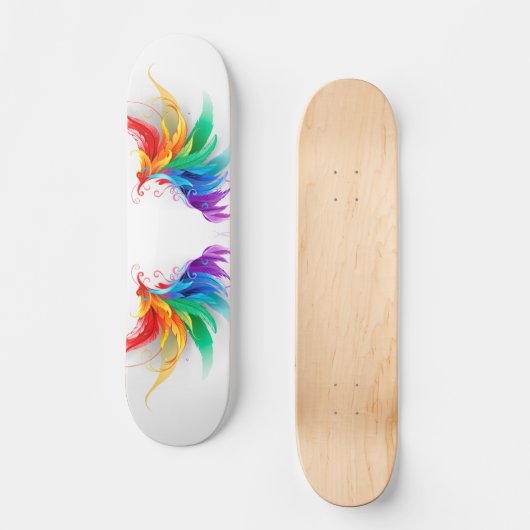Fluffy Rainbow Wings Skateboard (Vorderseite)