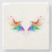 Fluffy Rainbow Wings Steinuntersetzer (Vorderseite)