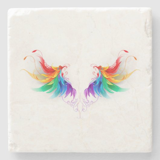 Fluffy Rainbow Wings Steinuntersetzer (Vorderseite)