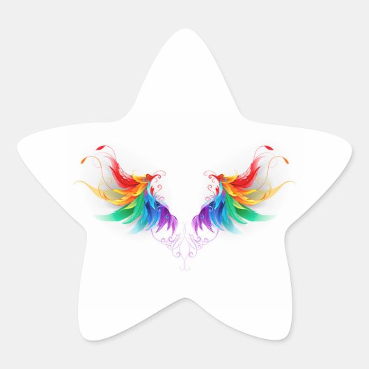 Fluffy Rainbow Wings Stern-Aufkleber (Vorderseite)