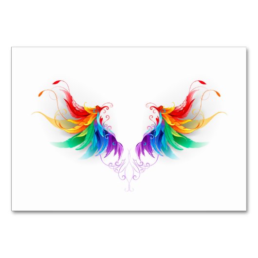 Fluffy Rainbow Wings Tischnummer (Vorderseite)