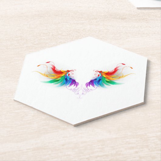 Fluffy Rainbow Wings Untersetzer (angewinkelt)
