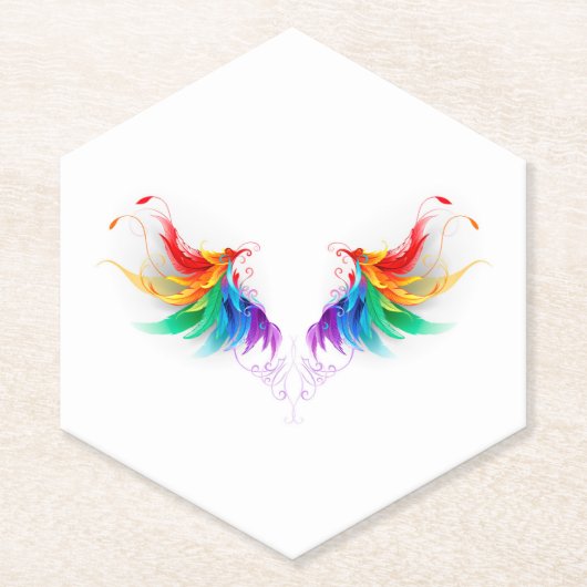 Fluffy Rainbow Wings Untersetzer (Vorderseite)