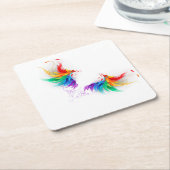 Fluffy Rainbow Wings Untersetzer (angewinkelt)