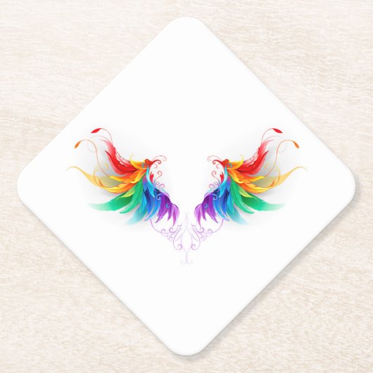 Fluffy Rainbow Wings Untersetzer (Vorderseite)