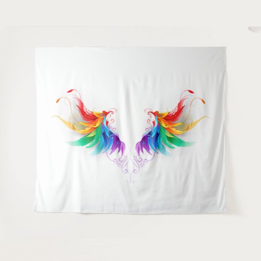 Fluffy Rainbow Wings Wandteppich (Vorderseite (Horizontal))