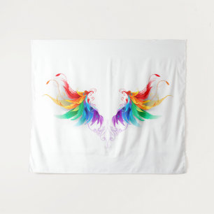 Fluffy Rainbow Wings Wandteppich