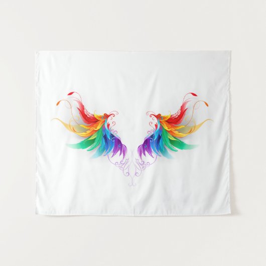 Fluffy Rainbow Wings Wandteppich (Vorderseite (Horizontal))