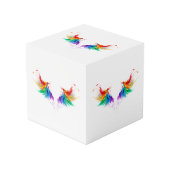 Fluffy Rainbow Wings Würfel (Vorderseite Schrägansicht)