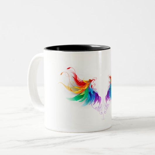 Fluffy Rainbow Wings Zweifarbige Tasse (Vorderseite Links)