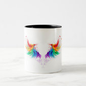 Fluffy Rainbow Wings Zweifarbige Tasse (Mittel)