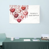 Fluffy Red Floral Heart Baby Shower Banner (Messeveranstaltung)