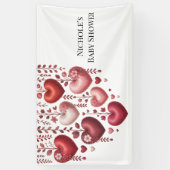 Fluffy Red Floral Heart Baby Shower Banner (Vertikal)
