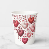 Fluffy Red Floral Heart Baby Shower Pappbecher (Rückseite)