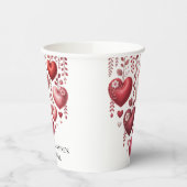 Fluffy Red Floral Heart Baby Shower Pappbecher (Links)