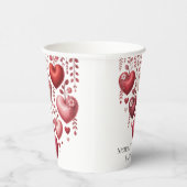 Fluffy Red Floral Heart Baby Shower Pappbecher (Rechts)