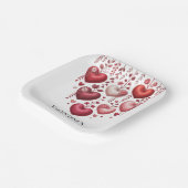 Fluffy Red Floral Heart Baby Shower Pappteller (Gewinkelt)